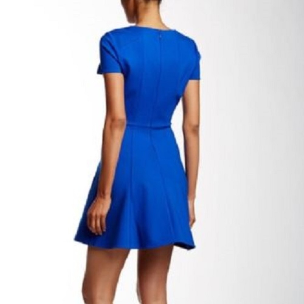 Halston Heritage Cobalt Blue Ponte Fit &Flare Skater Dress Sz-8 NWT Retail $375 - Picture 3 of 11